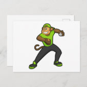 Aap bij honkbal met honknuppel briefkaart (Voorkant / Achterkant)