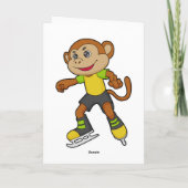 aap bij ijsschaatsen met ijsschaatsen kaart (Achterkant)