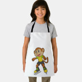 aap bij ijsschaatsen met ijsschaatsen schort (Insitu)