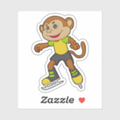 aap bij ijsschaatsen met ijsschaatsen sticker (Vel)