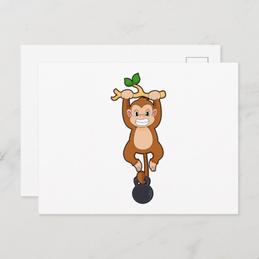 Aap bij krachttraining met dumbbell briefkaart (Voorkant / Achterkant)