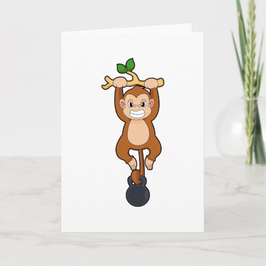 Aap bij krachttraining met Dumbbell Kaart (Voorkant)