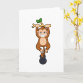 Aap bij krachttraining met Hantelelement Kaart (Gele Bloem)