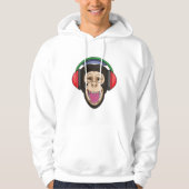 aap bij muziek met hoofdtelefoon hoodie (Voorkant)