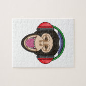 aap bij muziek met hoofdtelefoon legpuzzel (Horizontaal)