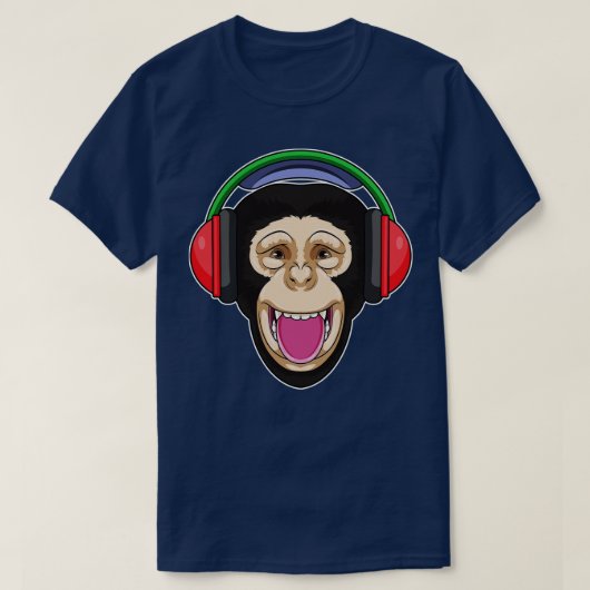 aap bij muziek met hoofdtelefoon t-shirt (Design voorkant)