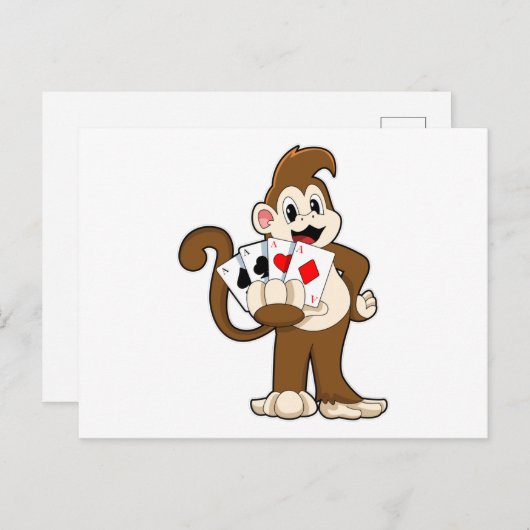 aap bij Poker met pokerkaarten Briefkaart (Voorkant / Achterkant)