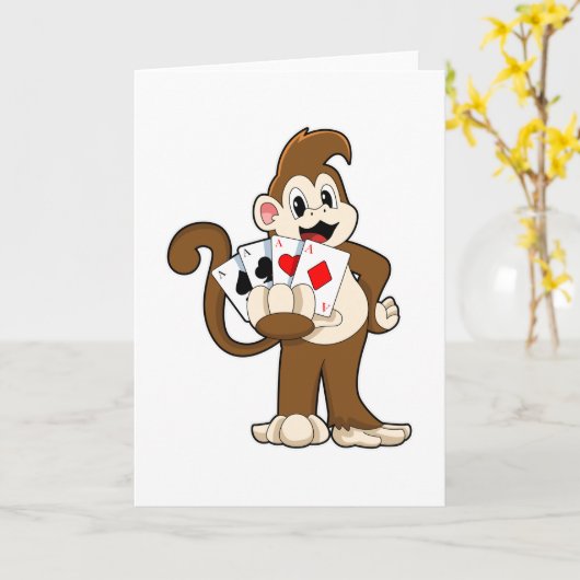 Aap bij poker met pokerkaarten kaart (Gele Bloem)