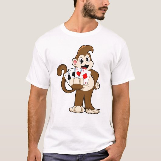 aap bij Poker met pokerkaarten T-shirt (Voorkant)