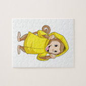 aap bij Raining met regenjas Legpuzzel (Horizontaal)
