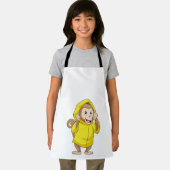 aap bij Raining met regenjas Schort (Insitu)