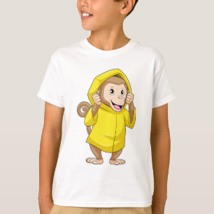 aap bij Raining met regenjas T-shirt