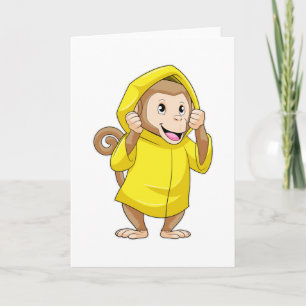 Aap bij regen met regenjas kaart