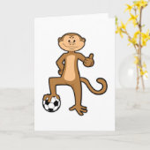 Aap bij sport met voetbal kaart (Gele Bloem)