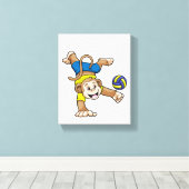 aap bij sport met volleybal canvas afdruk (Insitu (Houten vloer))