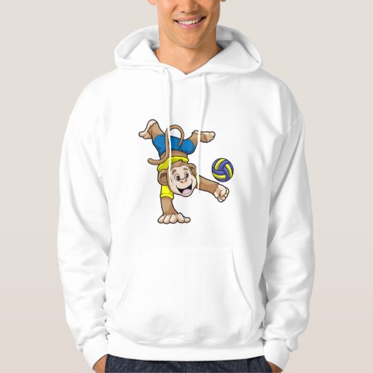 aap bij sport met volleybal hoodie (Voorkant)
