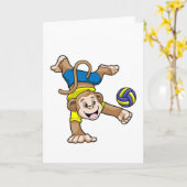 aap bij sport met volleybal kaart (Gele Bloem)