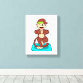 aap bij Yoga in de Permanente Canvas Afdruk (Insitu (Houten vloer))