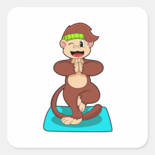 aap bij Yoga in de Permanente Vierkante Sticker