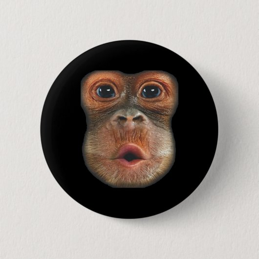 Aap Blaast Buik Gezicht Ronde Button 5,7 Cm (Voorkant)