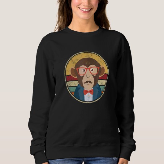 Aap Chimpansee Gorilla Retro Outfit Des Trui (Voorkant)