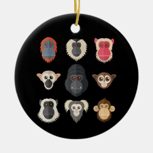 Aap Chimpansee Gorilla Slankapen Eekhoorn M Keramisch Ornament (Voorkant)