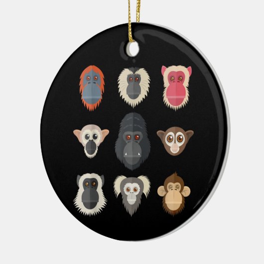Aap Chimpansee Gorilla Slankapen Eekhoorn M Keramisch Ornament (Links)