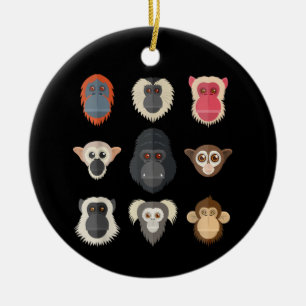 Aap Chimpansee Gorilla Slinger­aap Eekhoorn M Keramisch Ornament