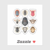 Aap Chimpansee Gorilla Slingeraap Eekhoorn M Sticker (Vel)