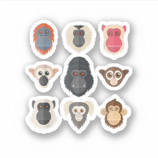 Aap Chimpansee Gorilla Slingeraap Eekhoorn M Sticker (Voorkant)