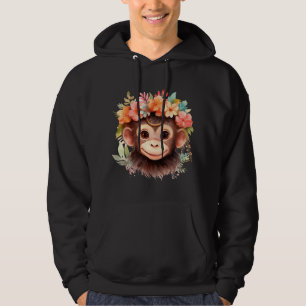 Aap Chimpansee Oerwoud Dier Boho Floral Ape 21 Hoodie