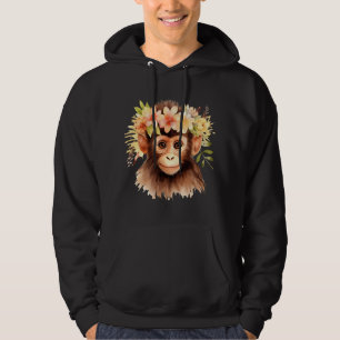 Aap Chimpansee Oerwoud Dier Boho Floral Ape 23 Hoodie