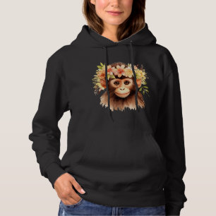 Aap Chimpansee Oerwoud Dier Boho Floral Ape 23 Hoodie