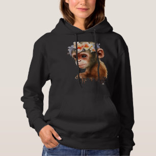 Aap Chimpansee Oerwoud Dier Boho Floral Ape 26 Hoodie