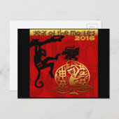 Aap Chinees Nieuw aangepaste jaar HHP Feestdagenkaart (Voorkant / Achterkant)