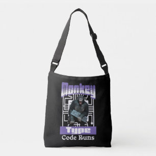 Aap die code typt laat programmeur humor los crossbody tas