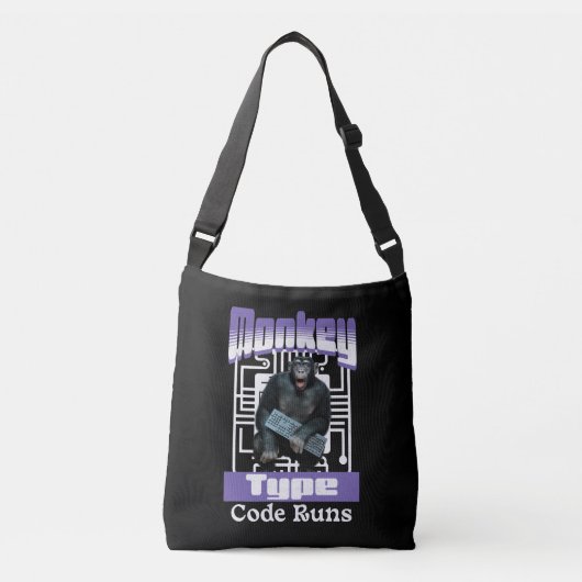 Aap die code typt laat programmeur humor los crossbody tas (Voorkant)