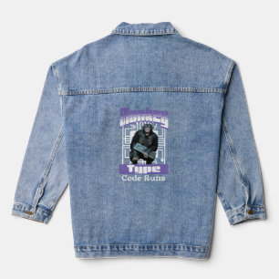 Aap die code typt laat programmeur humor los denim jacket