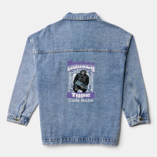 Aap die code typt laat programmeur humor los denim jacket (Achterkant)