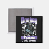 Aap die code typt laat programmeur humor los magneet (Voorkant / Achterkant)