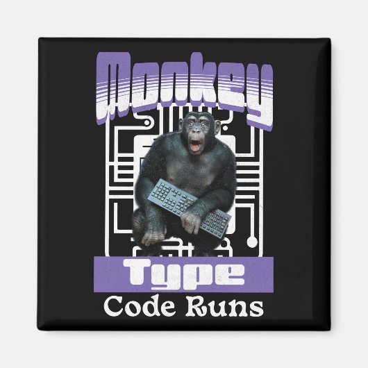 Aap die code typt laat programmeur humor los magneet (Voorkant)
