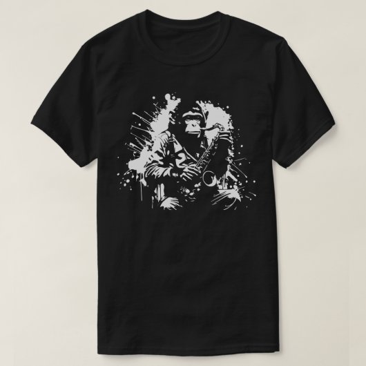 Aap die saxofoon speelt t-shirt (Design voorkant)