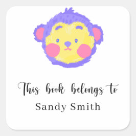 Aap - Dit boek is van Vierkante Sticker