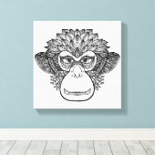 Aap Doodle Face 6 Canvas Afdruk (Insitu (Houten vloer))