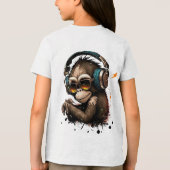 Aap draagt bril en hoofdtelefoon in de oren Tri-Blend shirt (Achterkant)