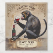  aap drink rode wijn gepersonaliseerd wijn etiket (Enkel label)