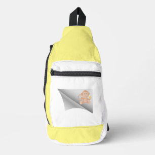 Aap eet banaan onder de pleister sling bag