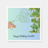 Aap en bananen doolhof verjaardag papieren servett servet (Voorkant)