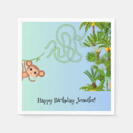 Aap en bananen doolhof verjaardag papieren servett servet