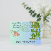 Aap en bananen doolhof verjaardags briefkaart (Staand voorkant)